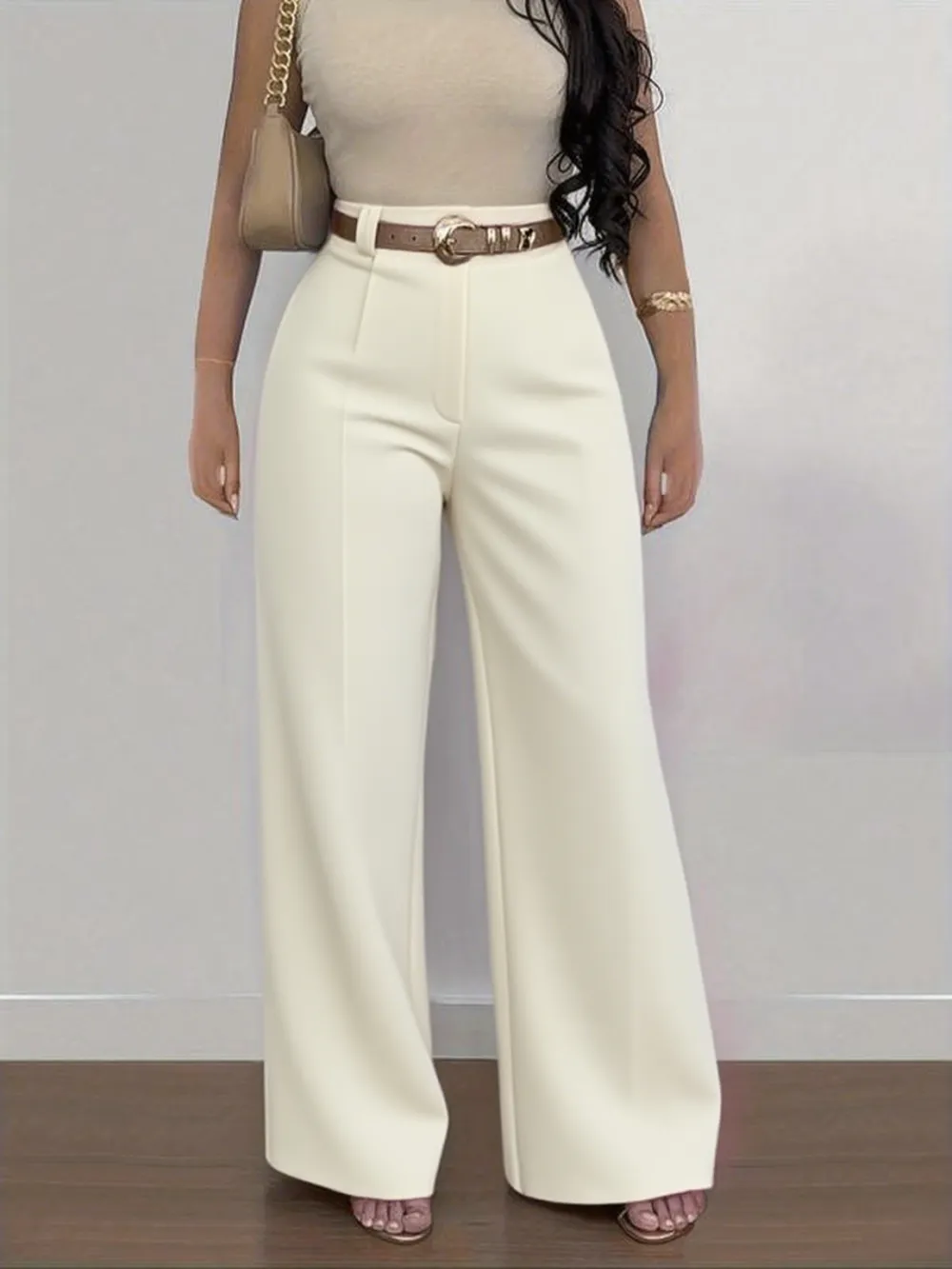 Women's Plain Pocket Wide Leg Fit Pants