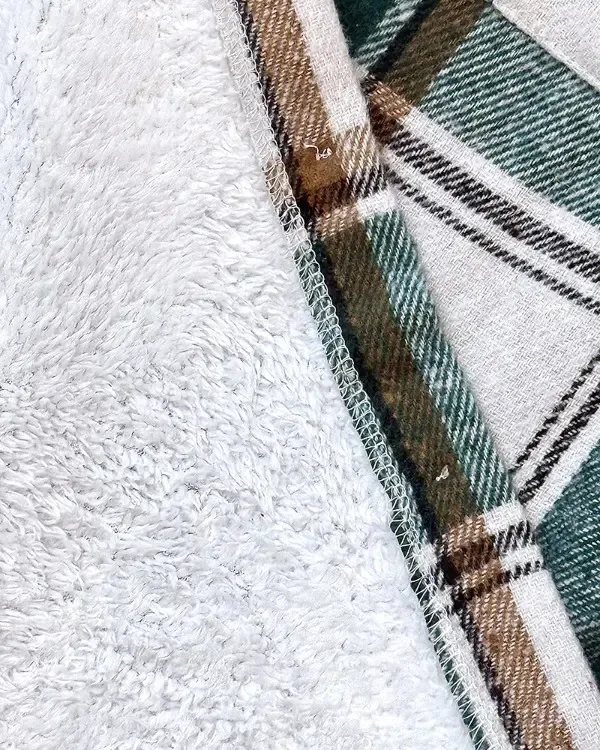 Plaid Pattern Long Sleeve Shacket Button Down Fleece Lined Hooded Jackets Warm Coat