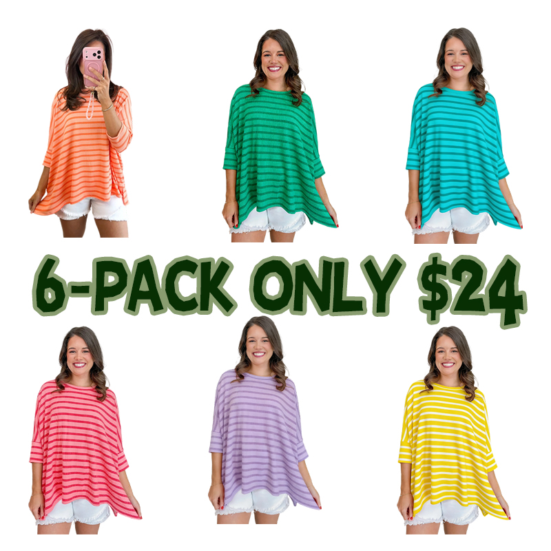 Women’s Spring Striped Raised Rib 3/4 Sleeve Top