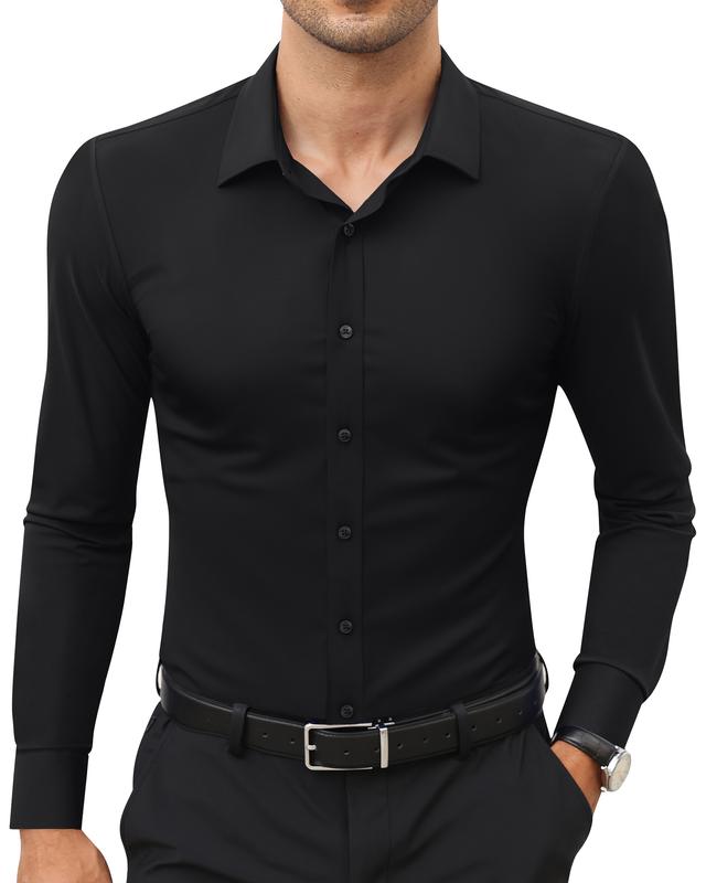 🔥Last Day Promotion!🔥Men’s Stretch Slim-Fit Long Sleeve Dress Shirt