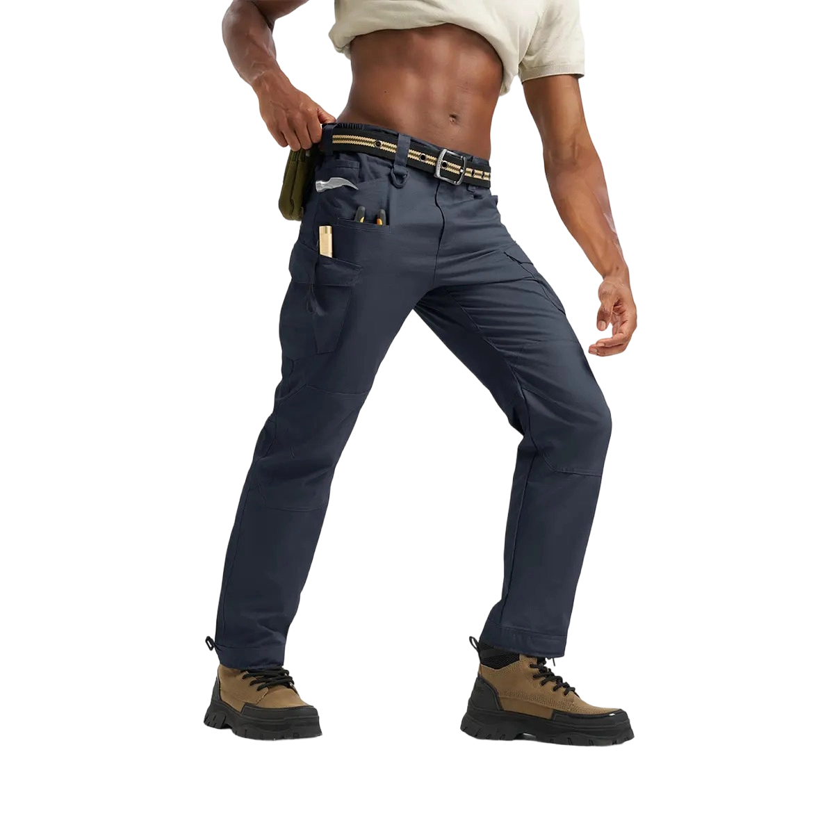 Men's Tactical Work Pants Multi-Pocket Water Resistant Cargo Pants Ripstop Hiking Military Construction Outdoor Pants 10 Pockets
