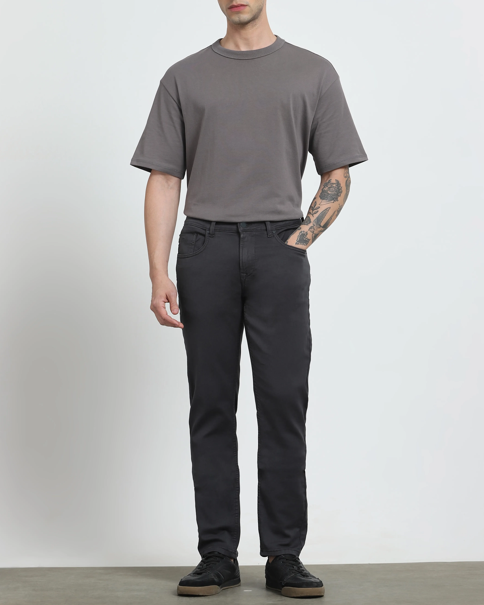 Classic Comfortable Straight Grey Jeans