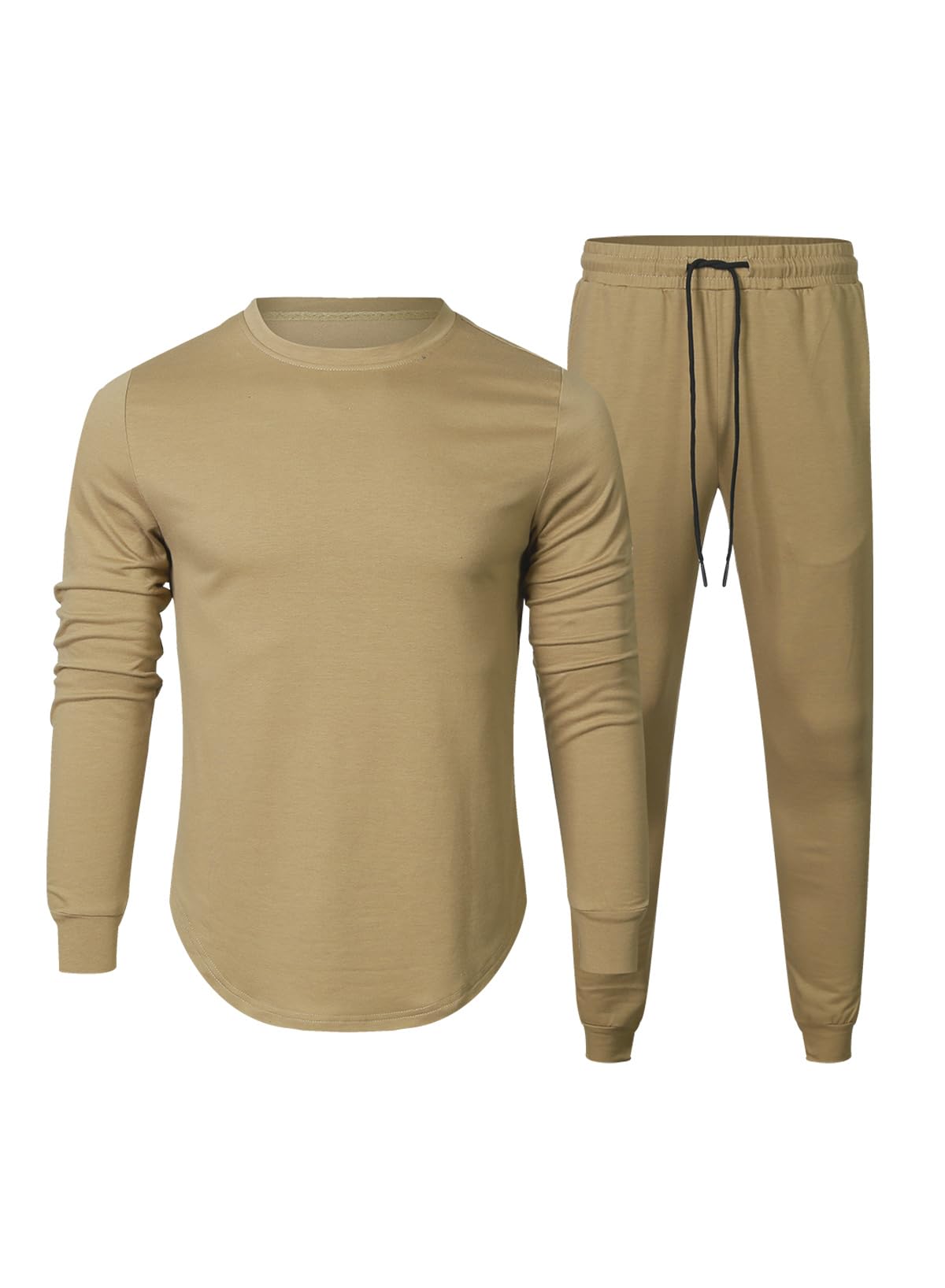 Men's 2 Piece Outfits Solid Color Cotton Pullover Sweatshirt Tracksuit & Joggers Sweatpants Sweatsuit Set