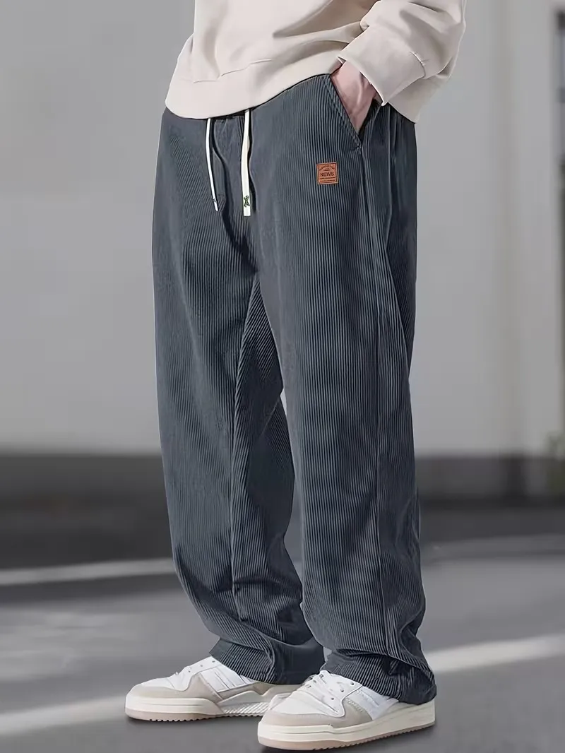 Men's Corduroy Straight-Leg Sweatpants Autumn New Arrival Loose Fit Wide-Leg Casual