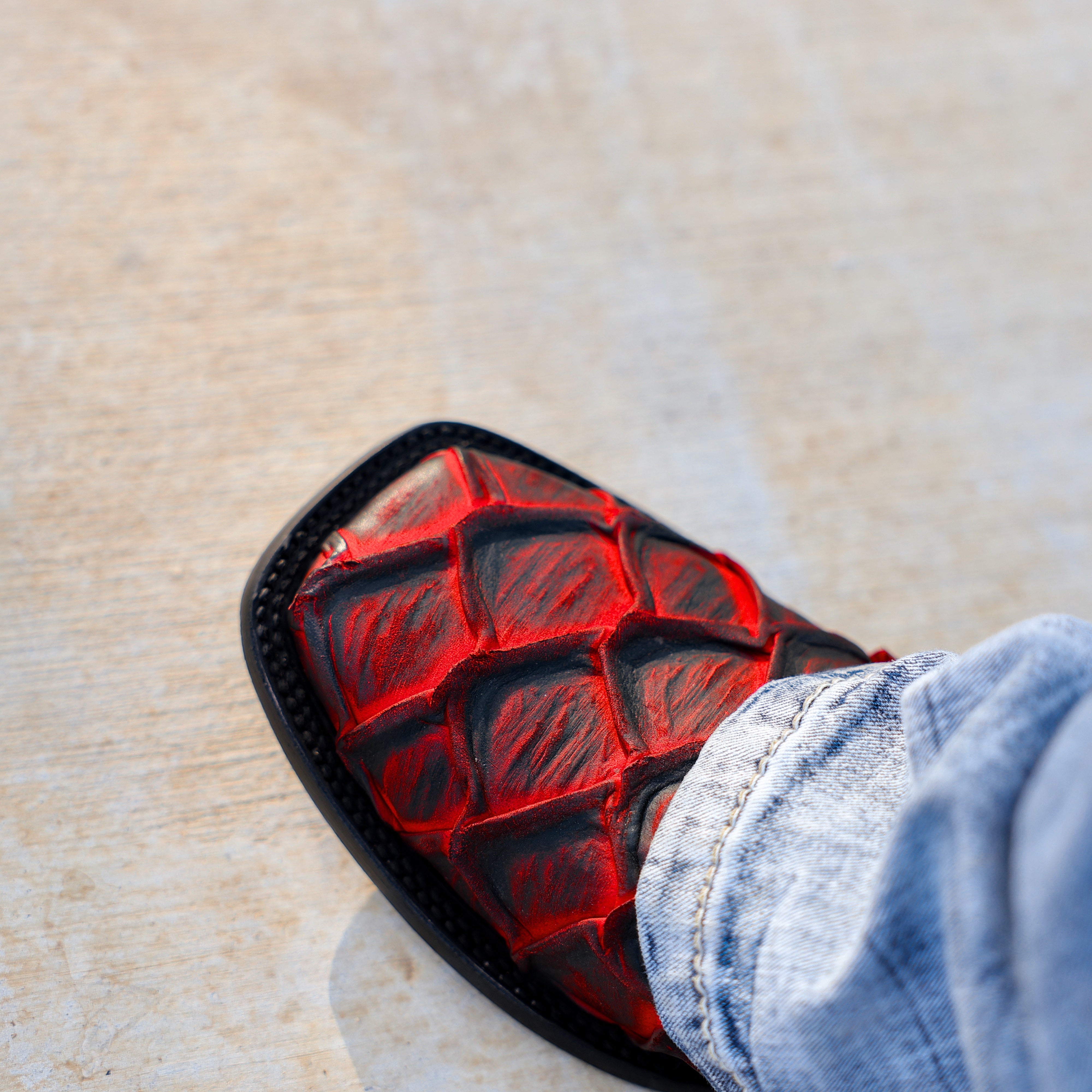 Matte Rustic Black Cherry Pirarucu Leather Boots - Square Toe