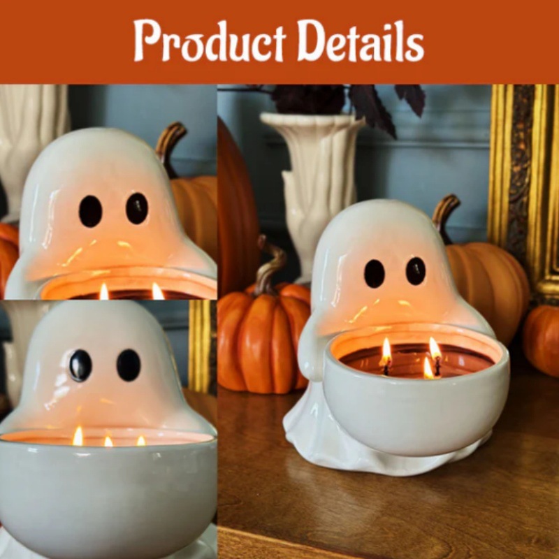 Cute Ceramic Ghost Light Candle Holders