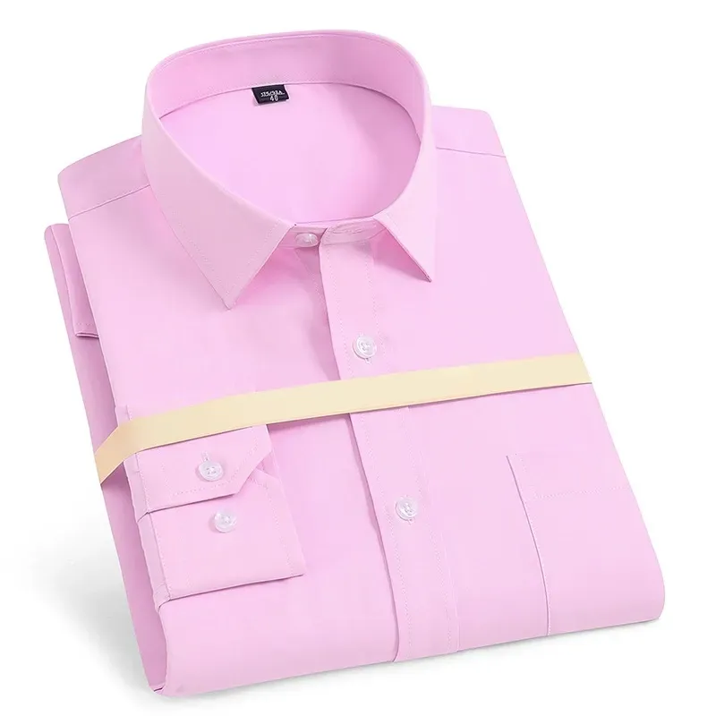 Men'S Long Sleeve Business Solid Color Cotton Breathable Shirt