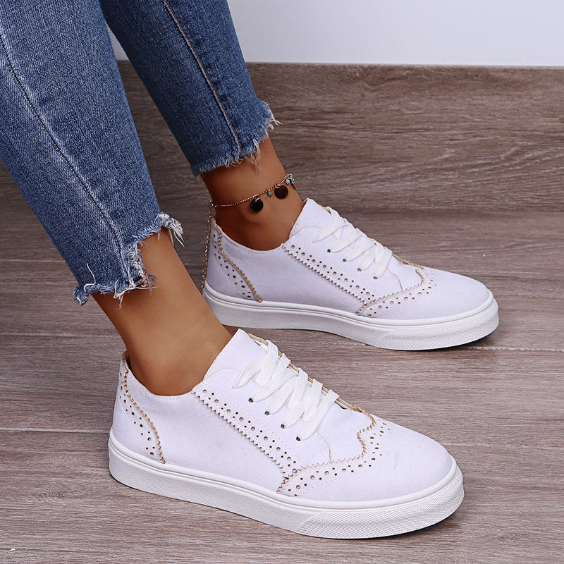 Lace-Up Suedette Flat Sneakers (multiple color options)