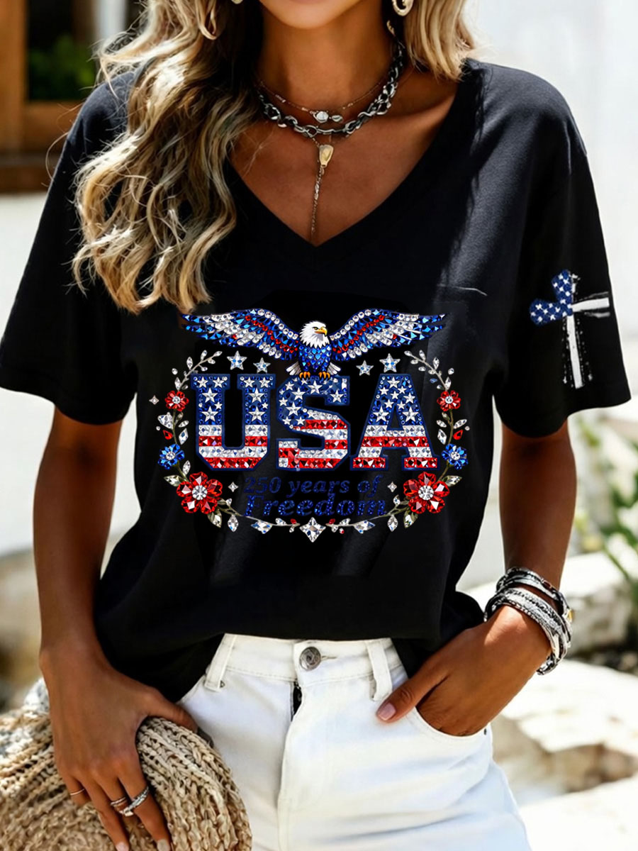 Women's Casual 250th Anniversary Independence Day Printed T-shirt