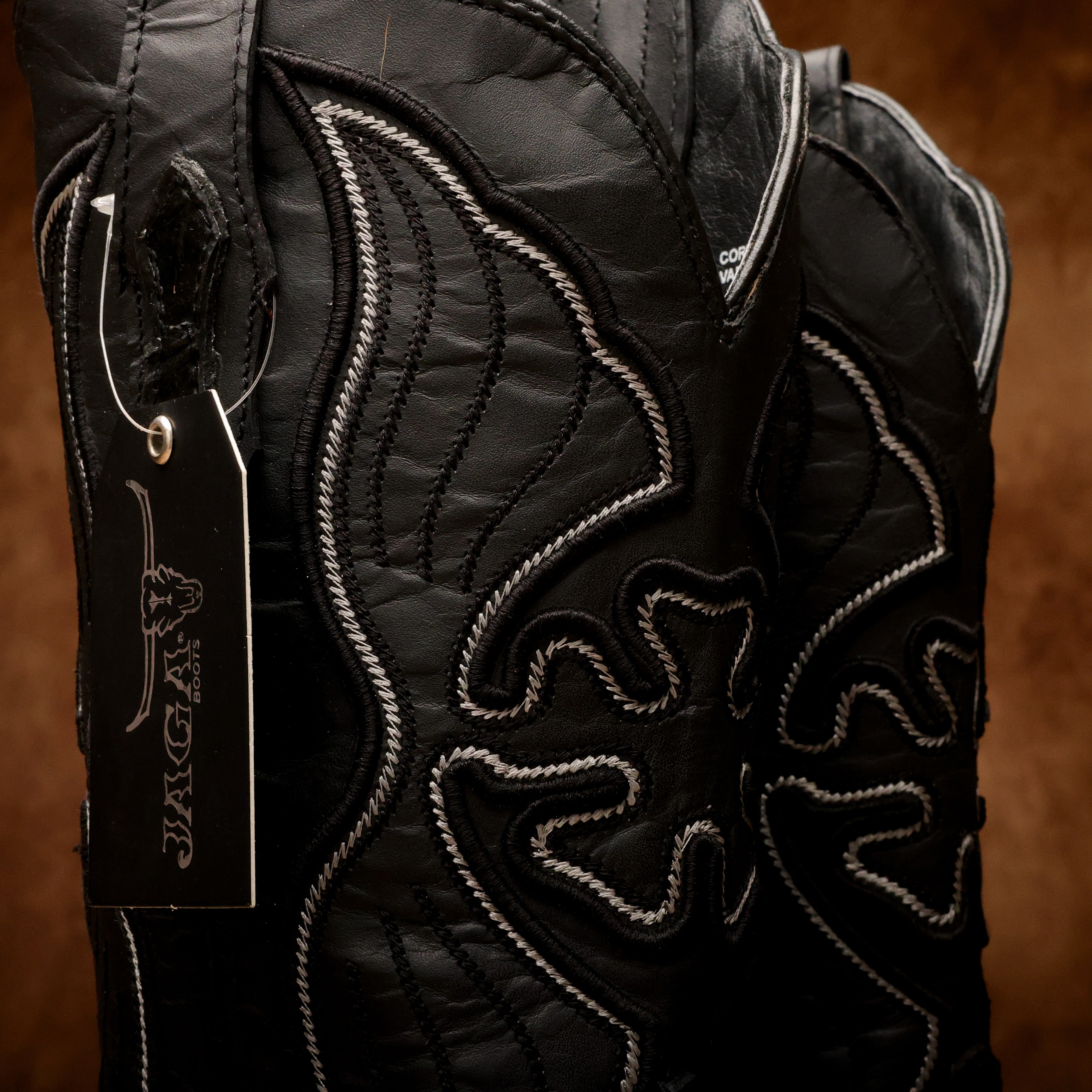 Matte Black Jumbo Pirarucu Leather Boots - Square Toe