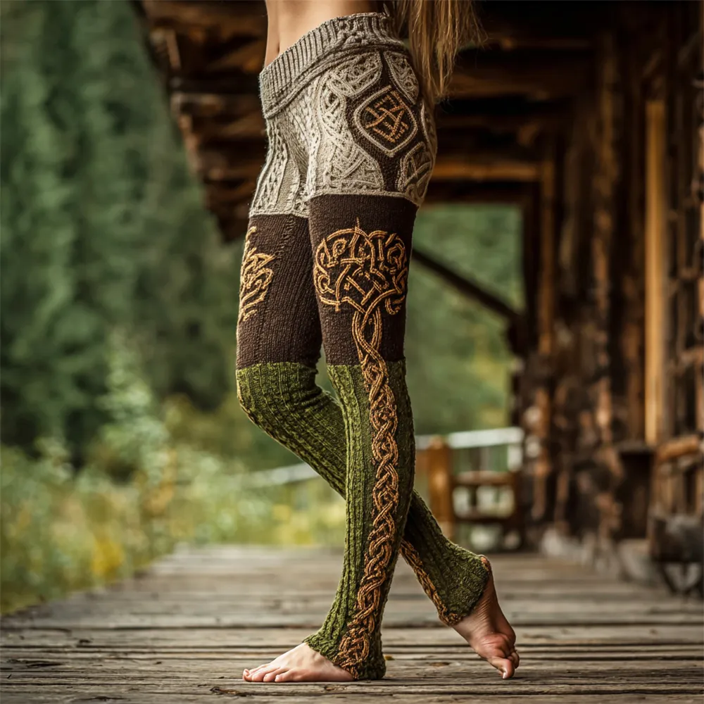 Viking Celtic Knot Art Women's Knit Leggings