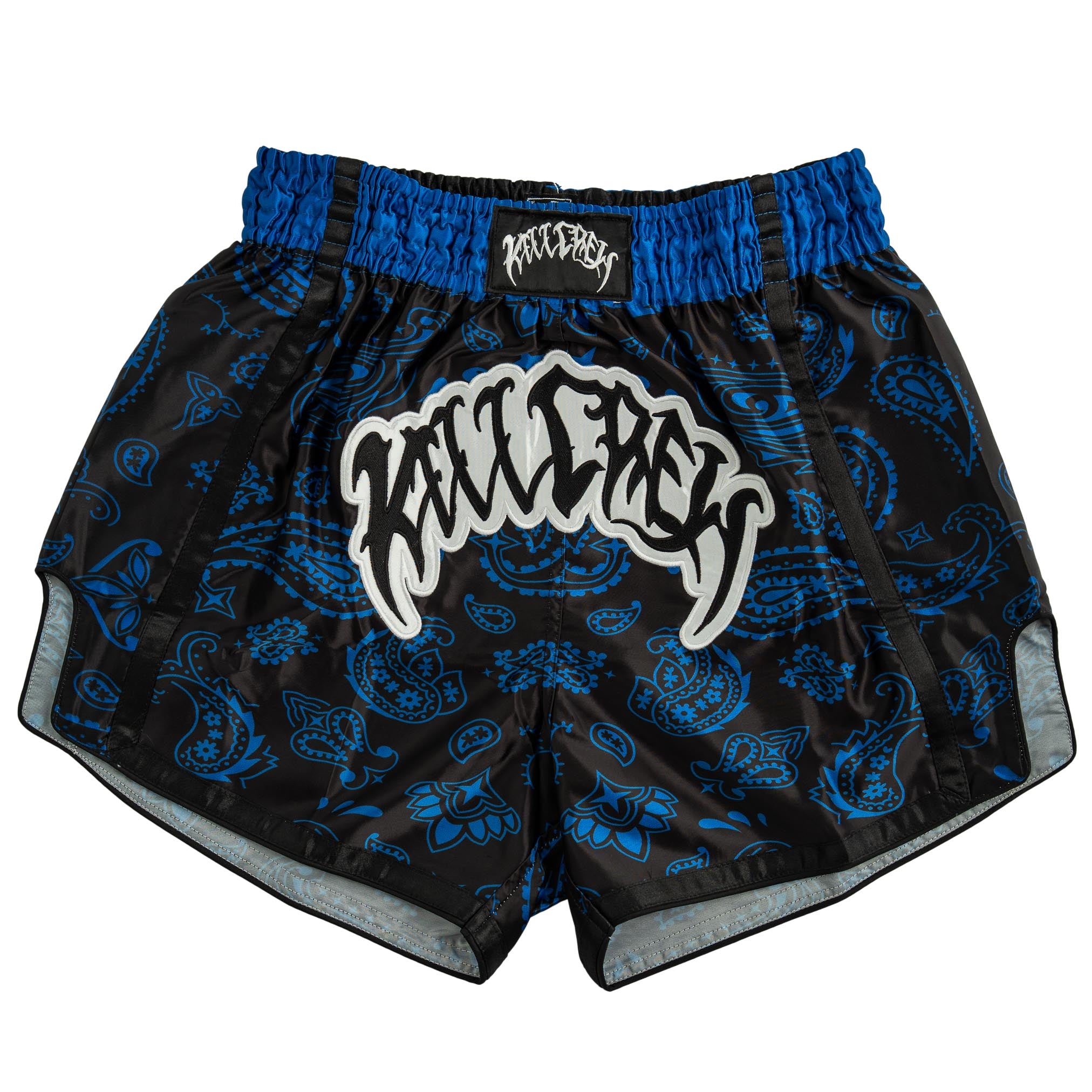 BANDANA FIGHT SHORTS - BLACK / BLUE