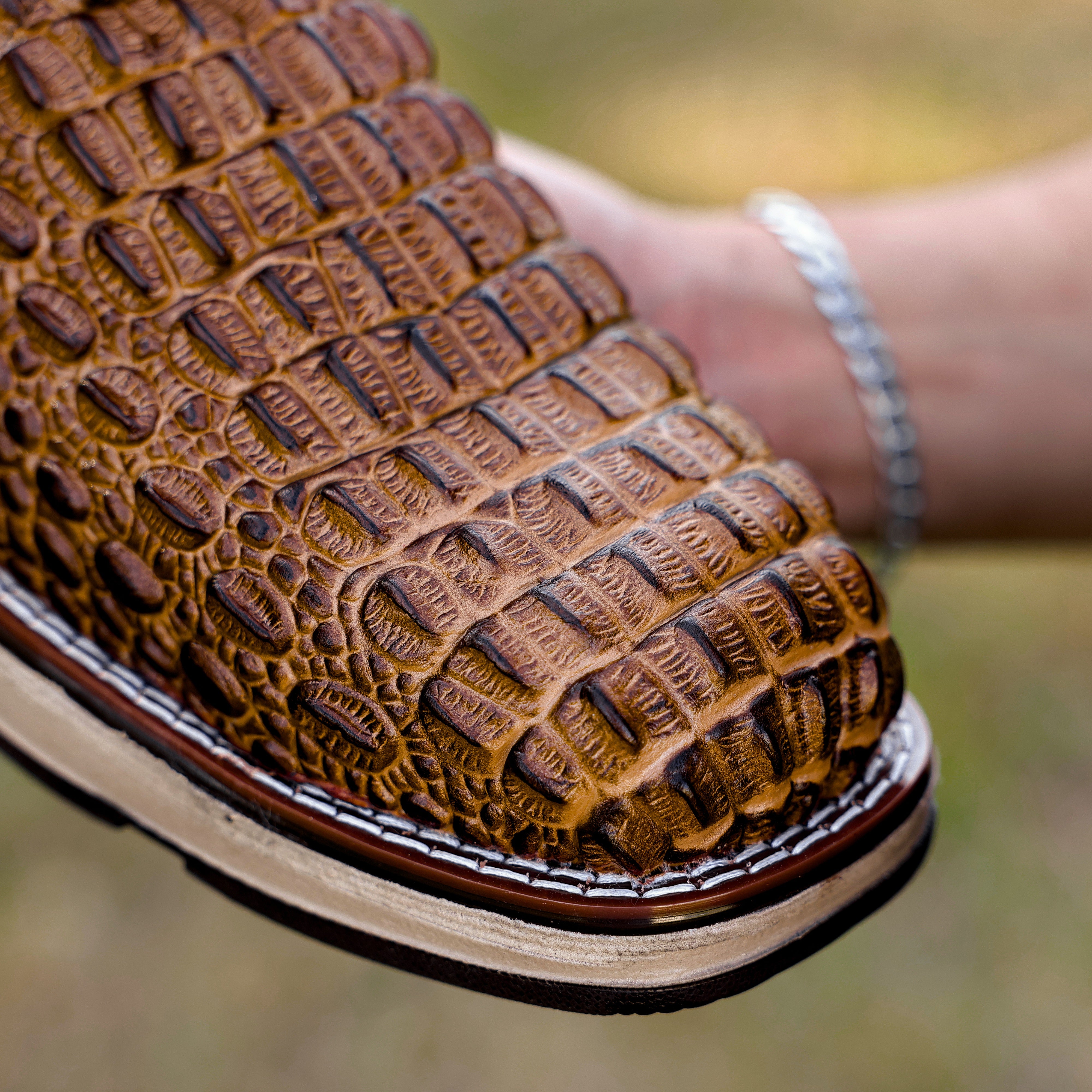 Honey Caiman Hornback Leather Boots With 3D Lightweight Sole - Composite Toe