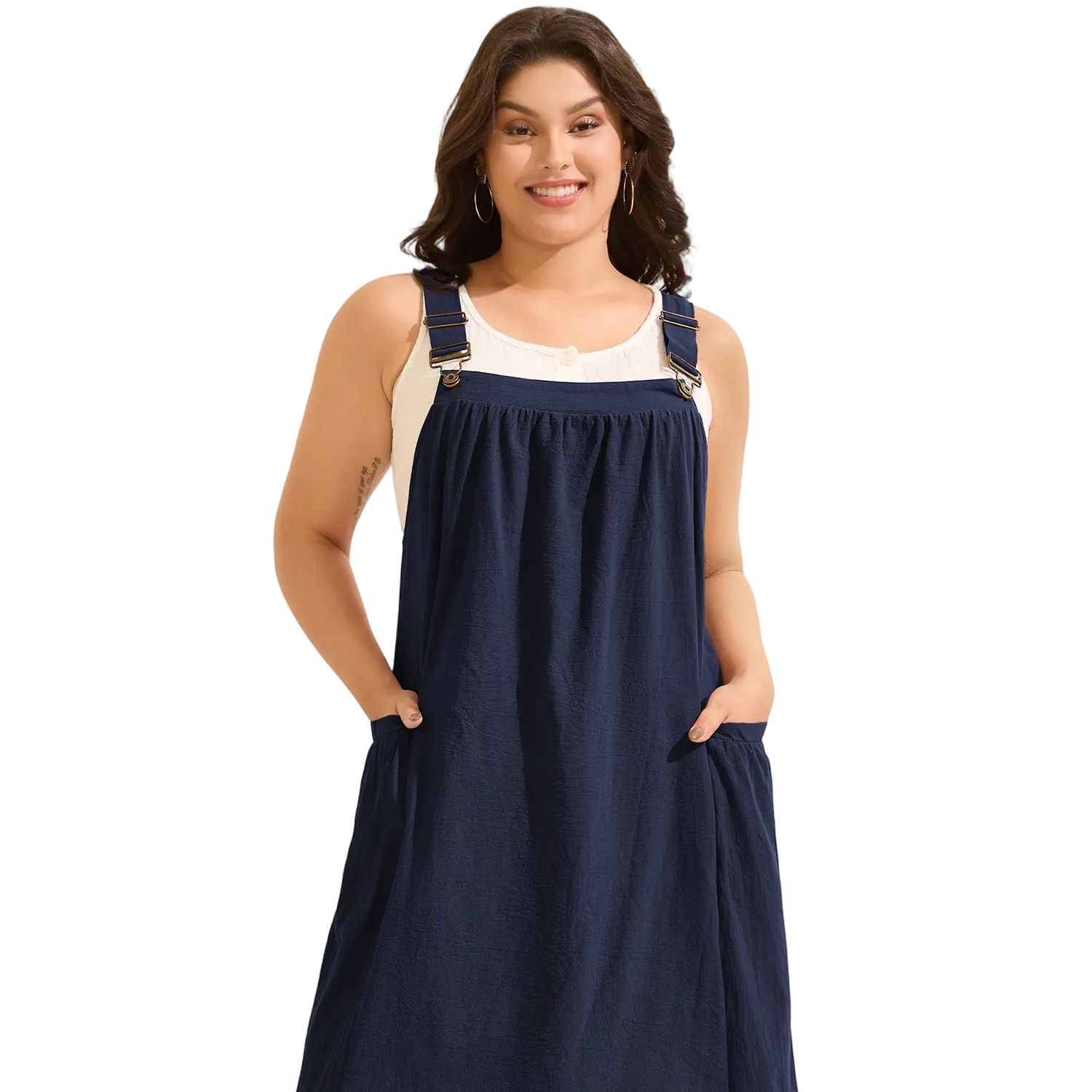 5-Pack Women’s Cotton Midi Dresses – Square Neck Sleeveless with Pockets, Breathable Summer Casual
