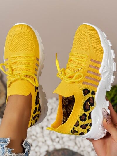 Cutout Leopard Lace Up Mesh Athletic (multiple color options)