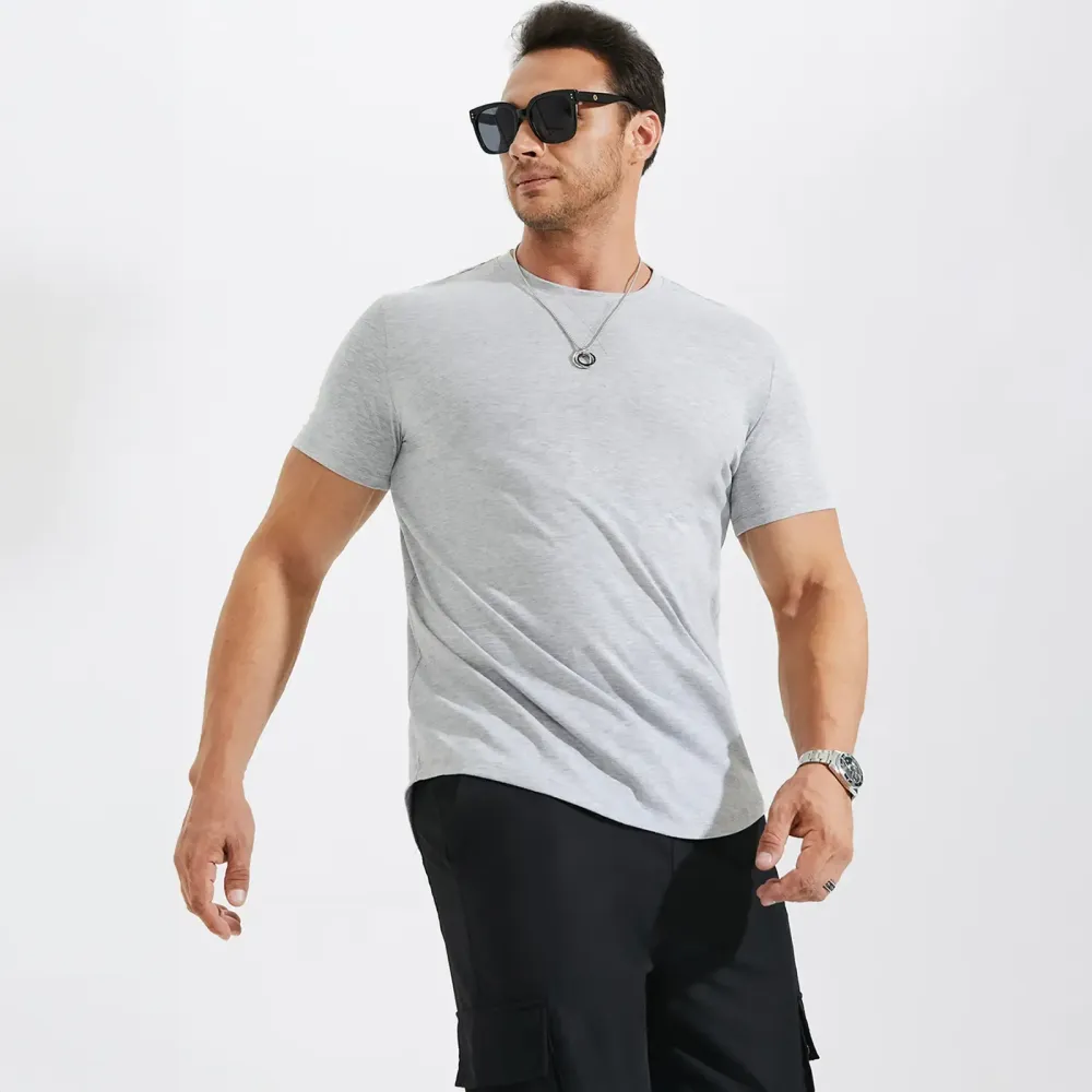 Cotton Hipster Hip Hop Longline Crewneck T-Shirt,Menswear Casual Tshirt Tops