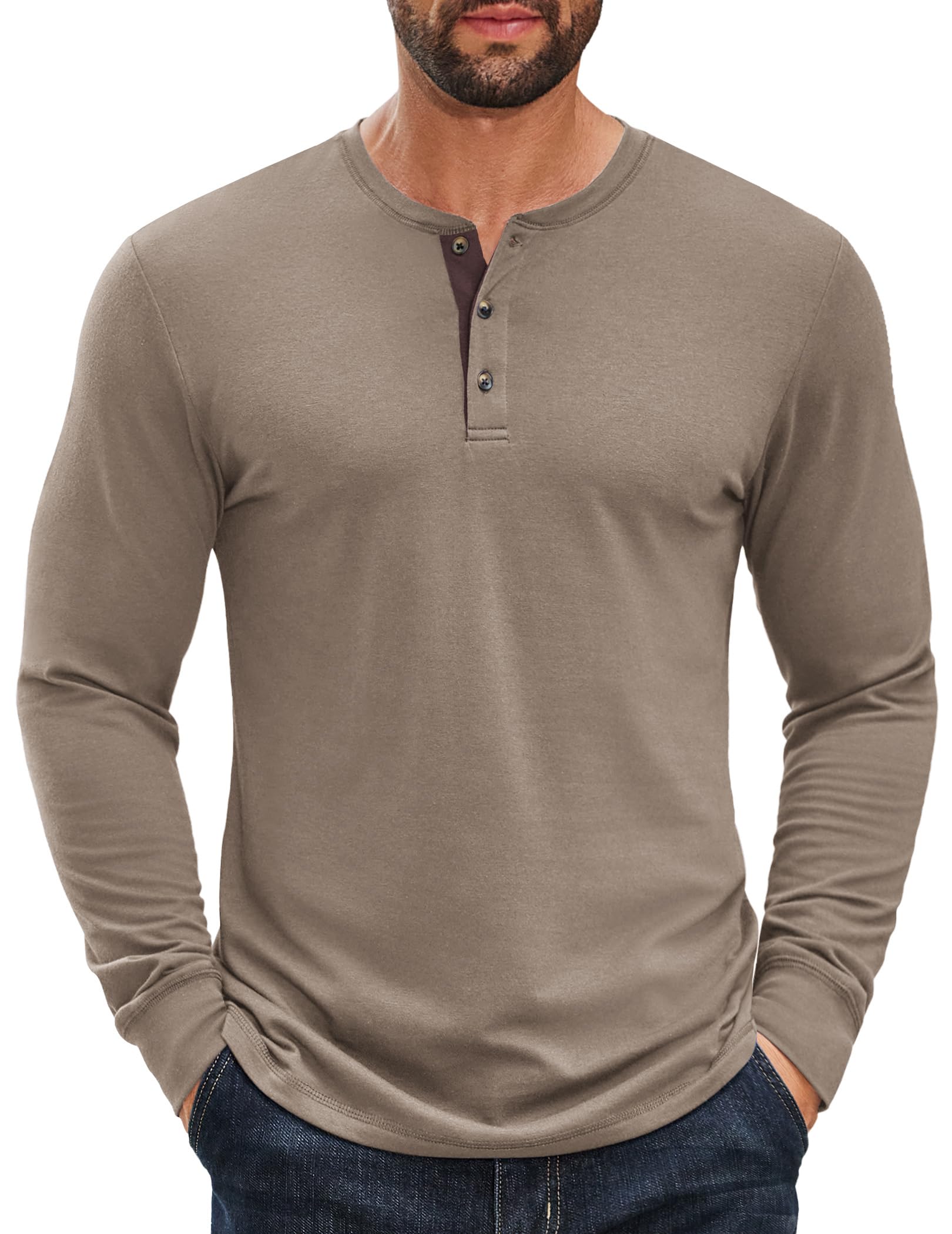 Men’s Classic Cotton Henley Long Sleeve