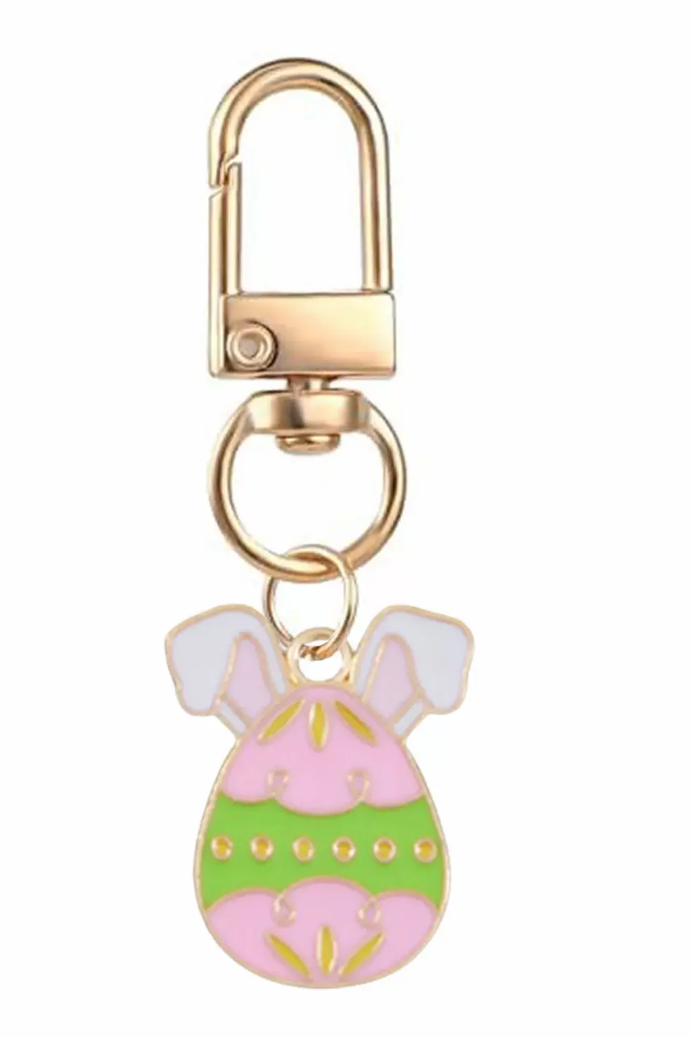 Pink Easter Egg Plated Alloy Keychain