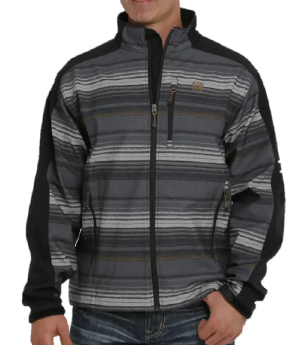 Men’s Black & Grey Striped Cinch Jacket