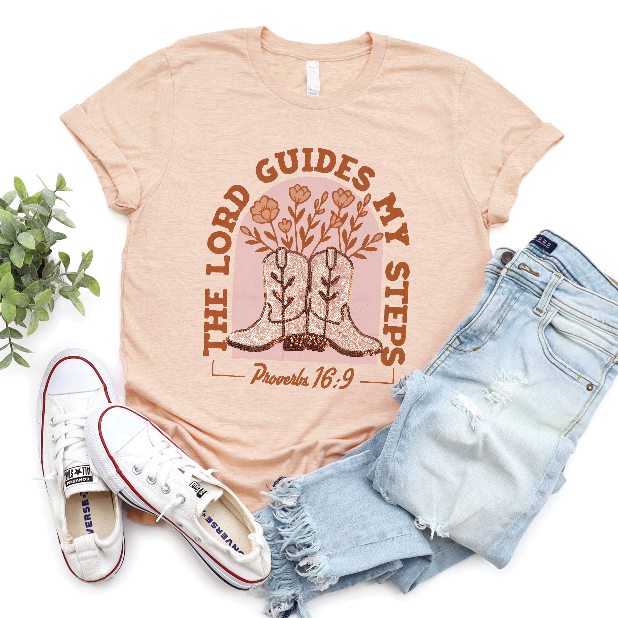 Embellished The Lord Guides My Steps Sequin Tee