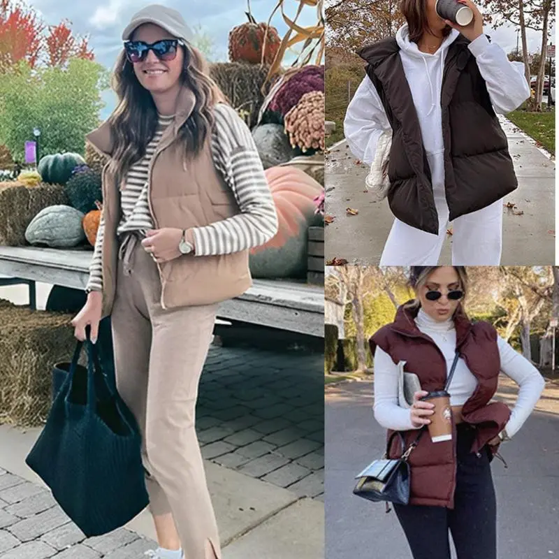 Women's Sleeveless Quilted Winter Warm Hooded