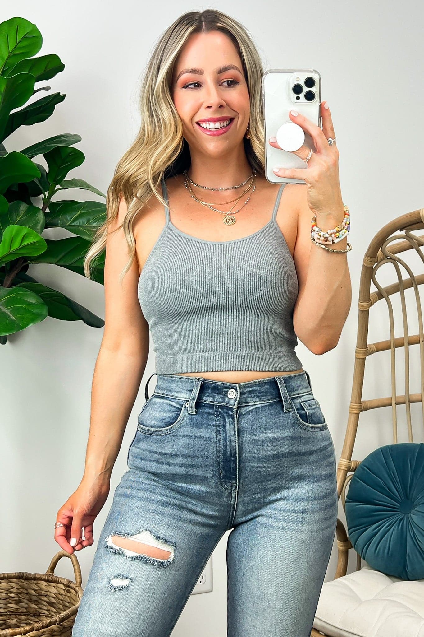 Ribbed Seamless Cropped Bra Top