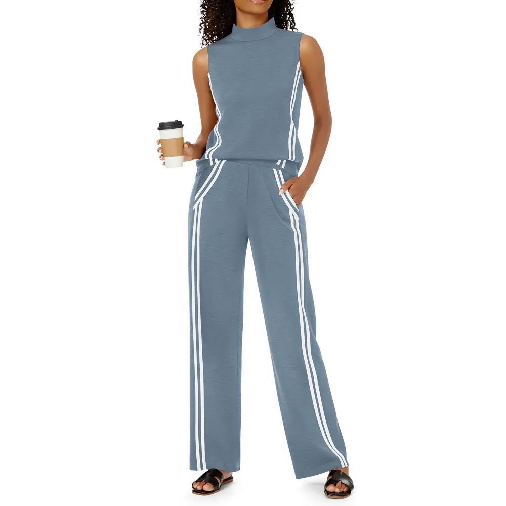 Women’s Mock Neck Tank & Wide Leg Pants Set