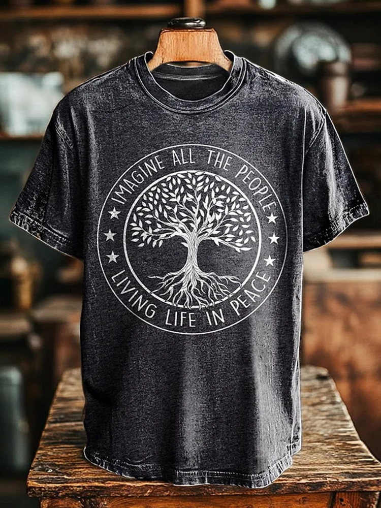 Imagine Peaceful Living For All Graphic Art Print T-shirt