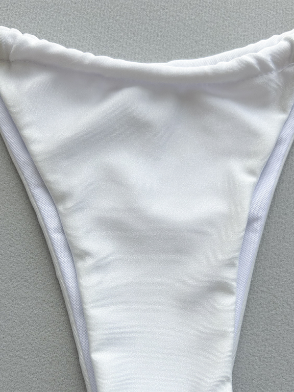 Deep V Solid Color Bikini