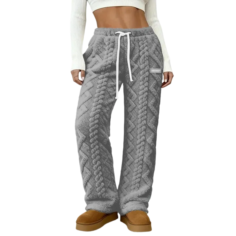 Women's fleece sweatpants, cable knit trousers