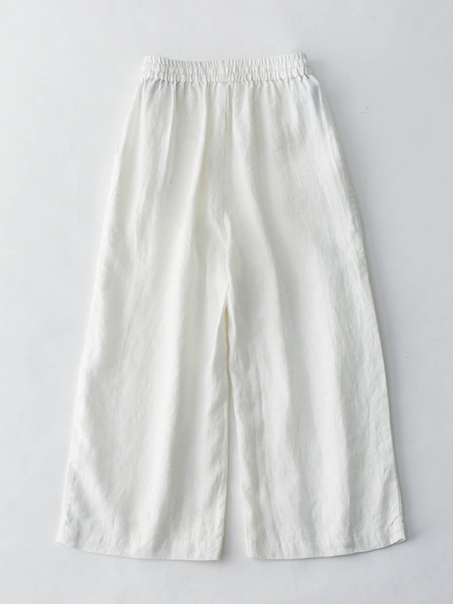 Women's Breathable Elastic Pocket Lazy Casual Cotton And Linen Loose Pants