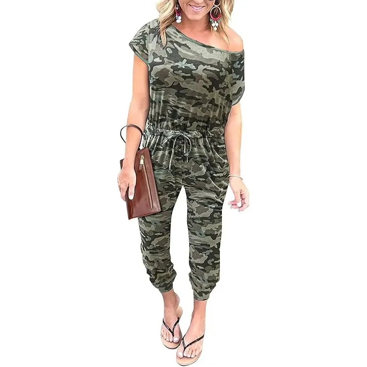 Off-Shoulder Jumpsuit for Women - Casual Loose Fit Romper