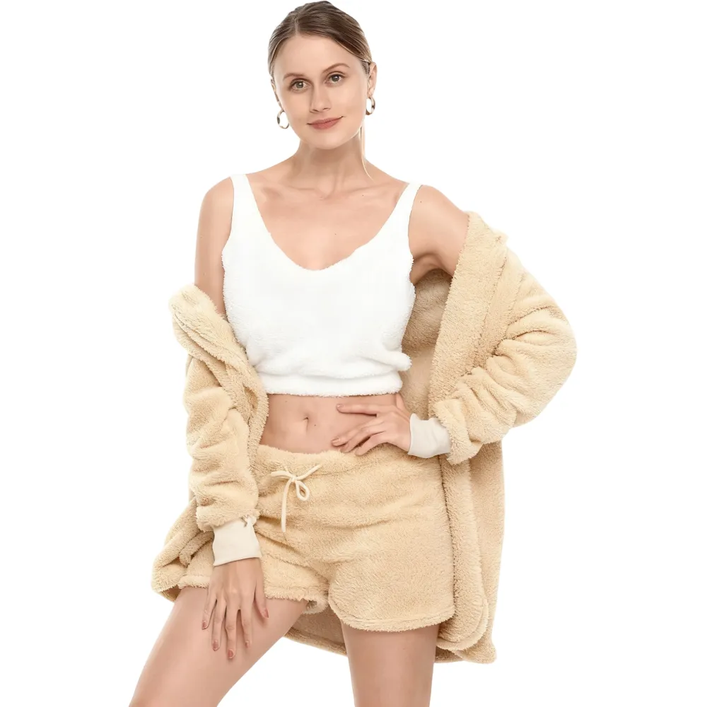 Women's Sherpa Fleece 3-Piece Cozy Loungewear Set