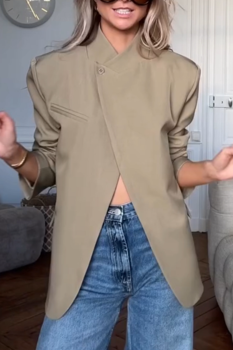 Women Round Neck Solid Color Casual Top