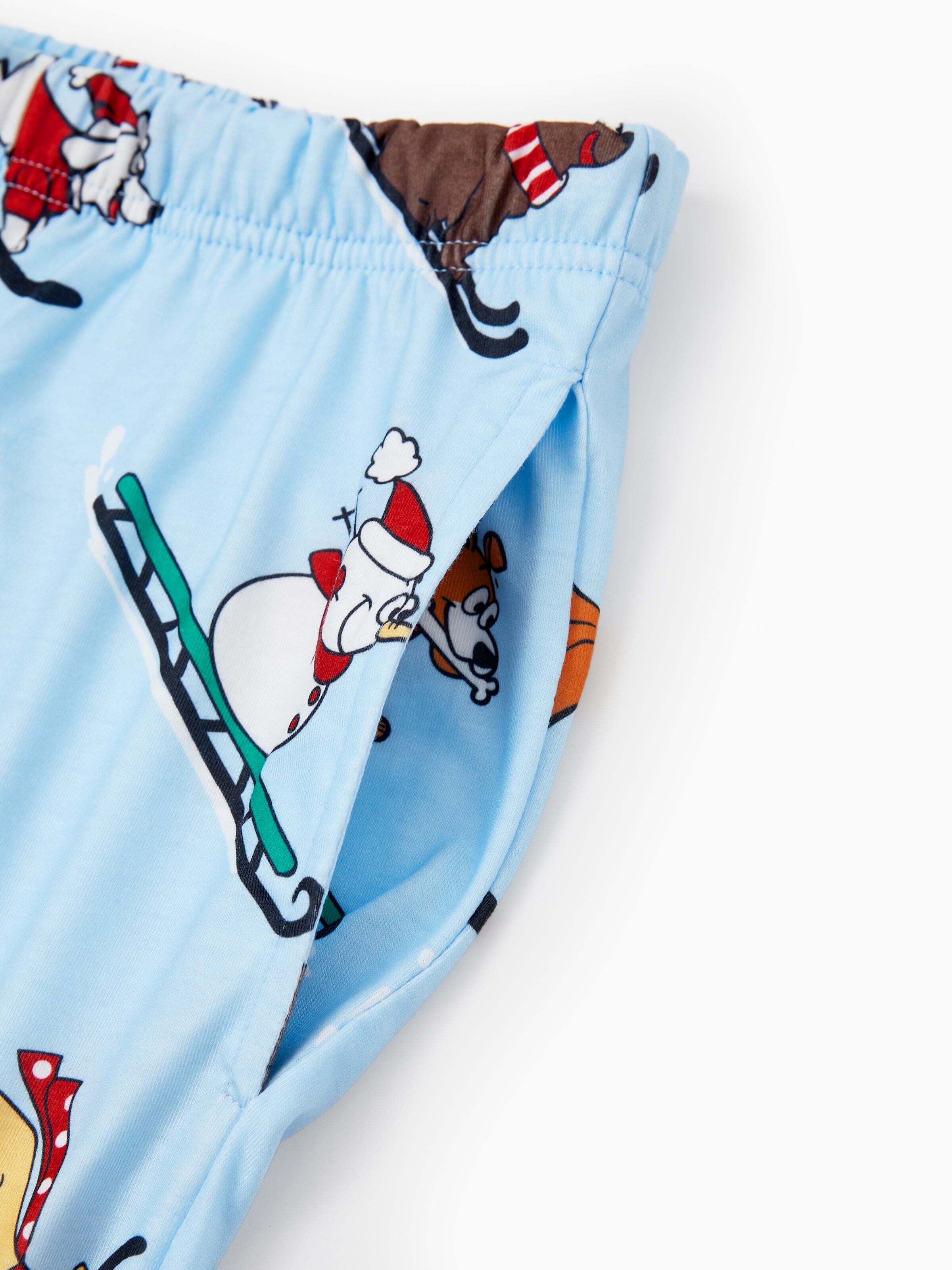 Christmas Matching Family Pajamas Set Sled Dogs Print PJS with Christmas Socks Blue