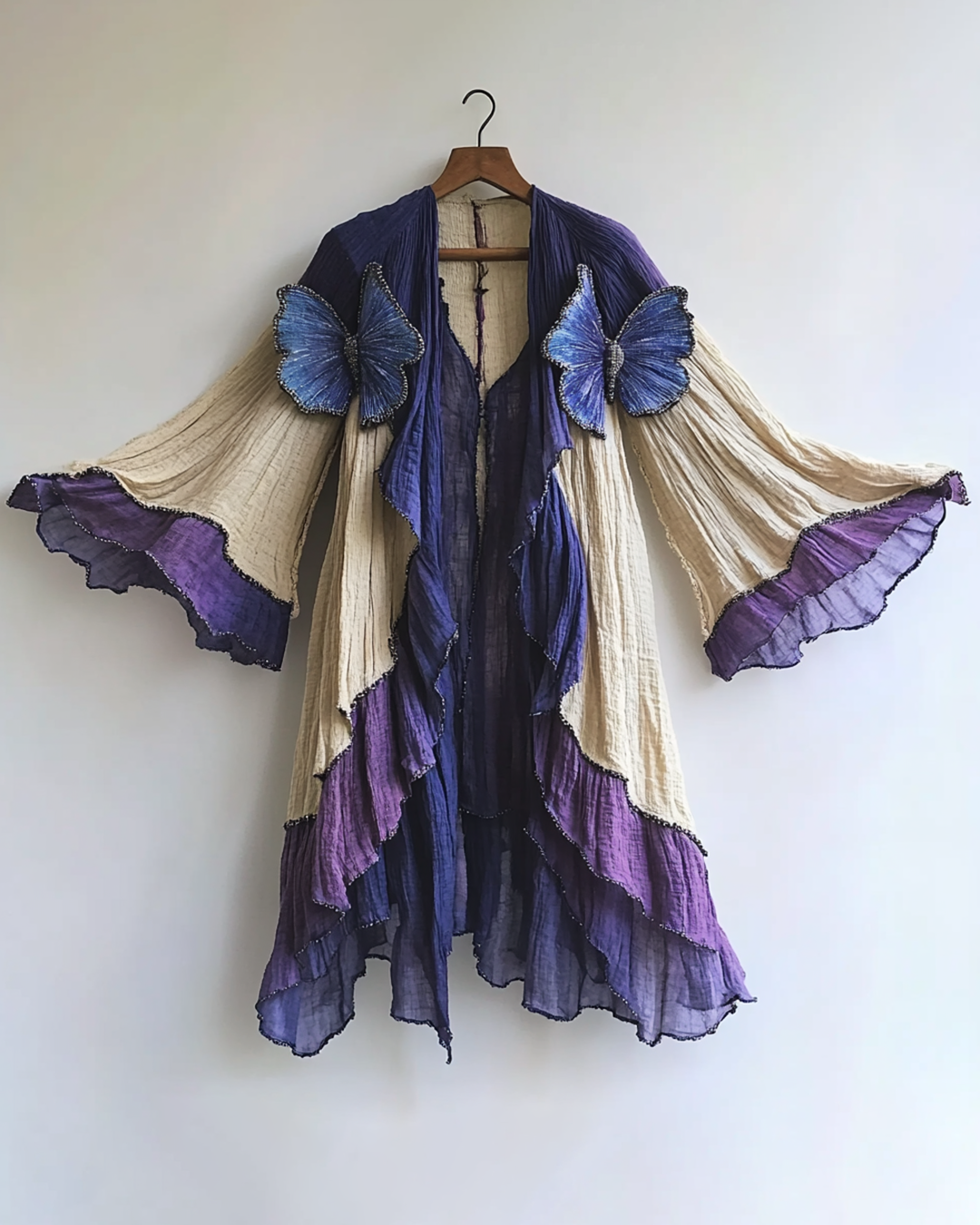 Contrast Butterfly Irregular Cardigan a91c