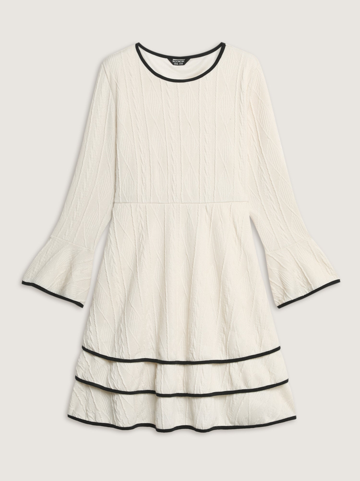 Textured Layered Hem Color Contrast Mini Dress