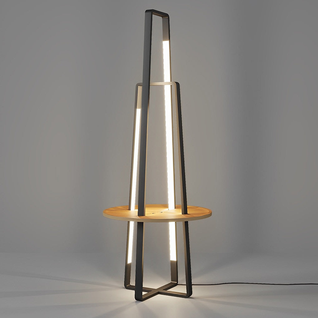 Creative Lines Frame Stepless Dimming LED Modern Floor Lamp with Table