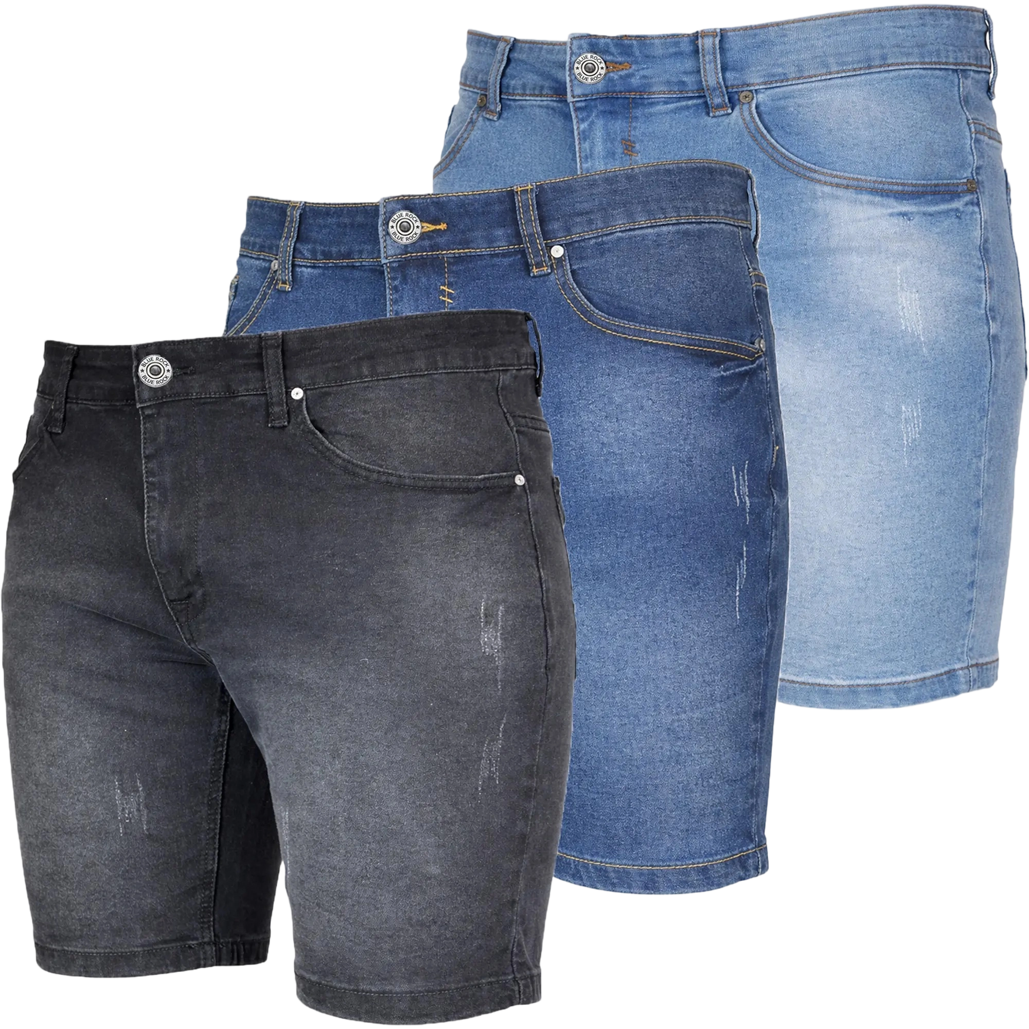 Mens 3 Pack Classic Jean Shorts with Multiple Styles (30-48)