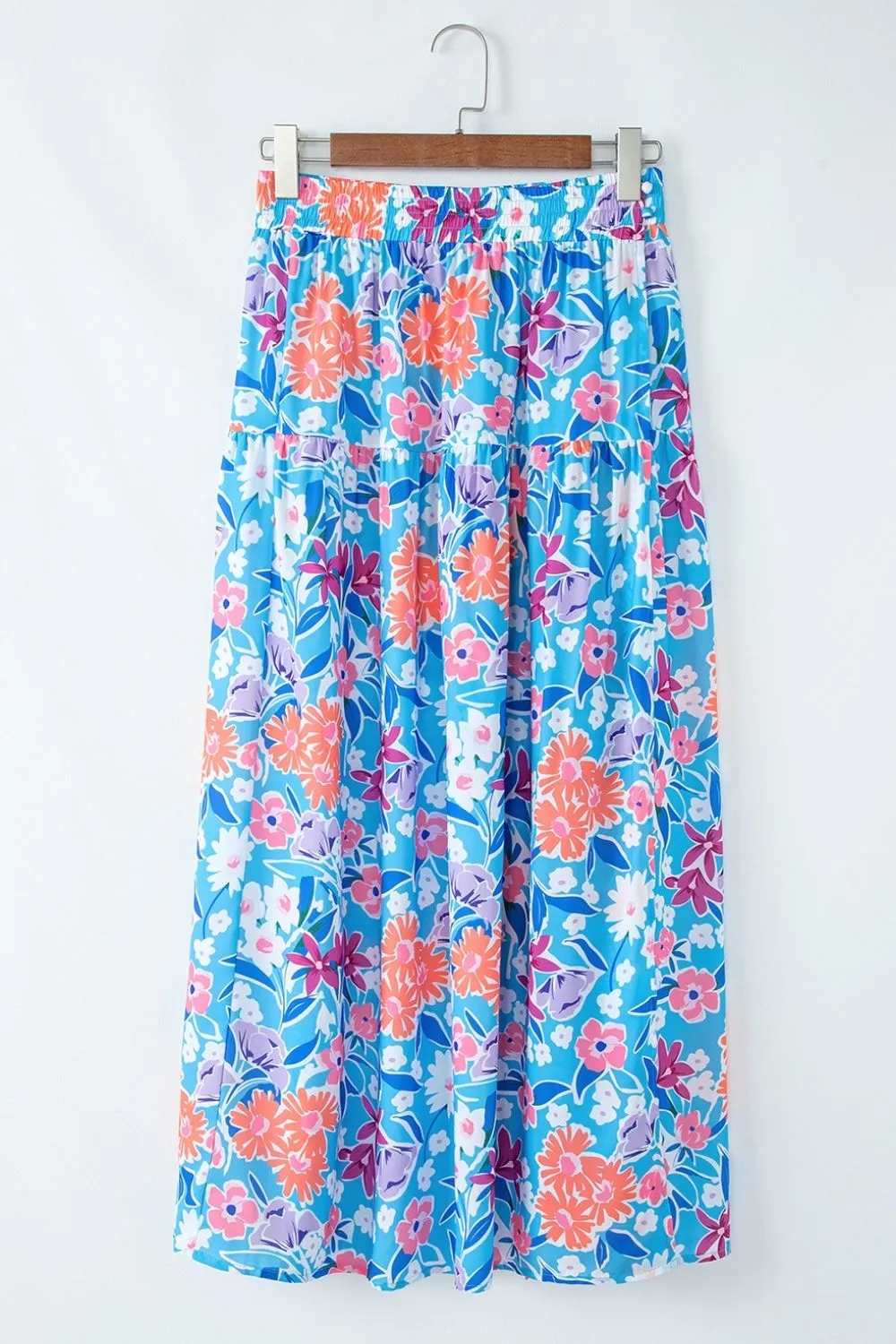 Floral Printed High Waist Split Skirt