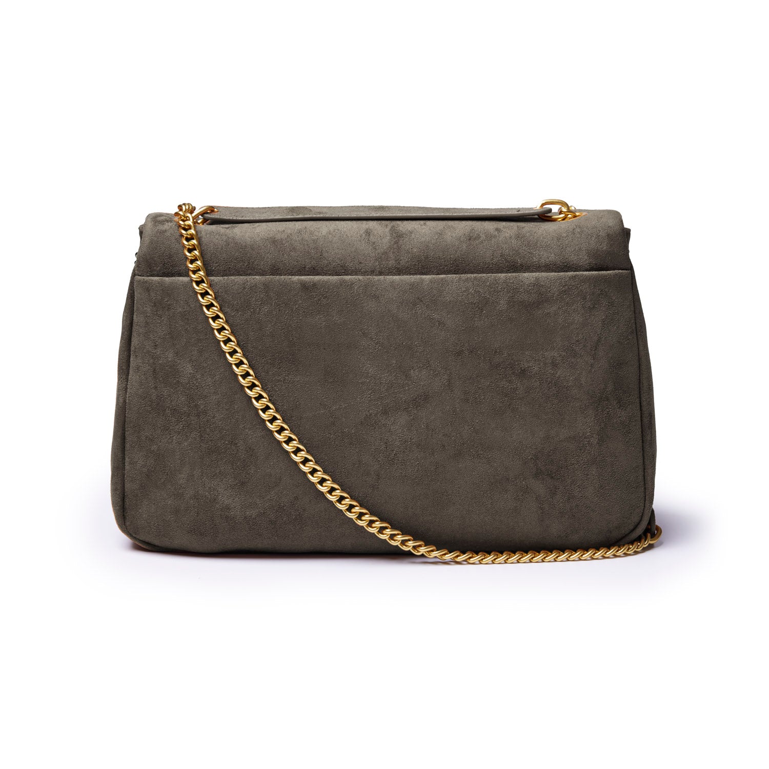 MEDIUM SUEDE FLAP BAG - OLIVE GREEN
