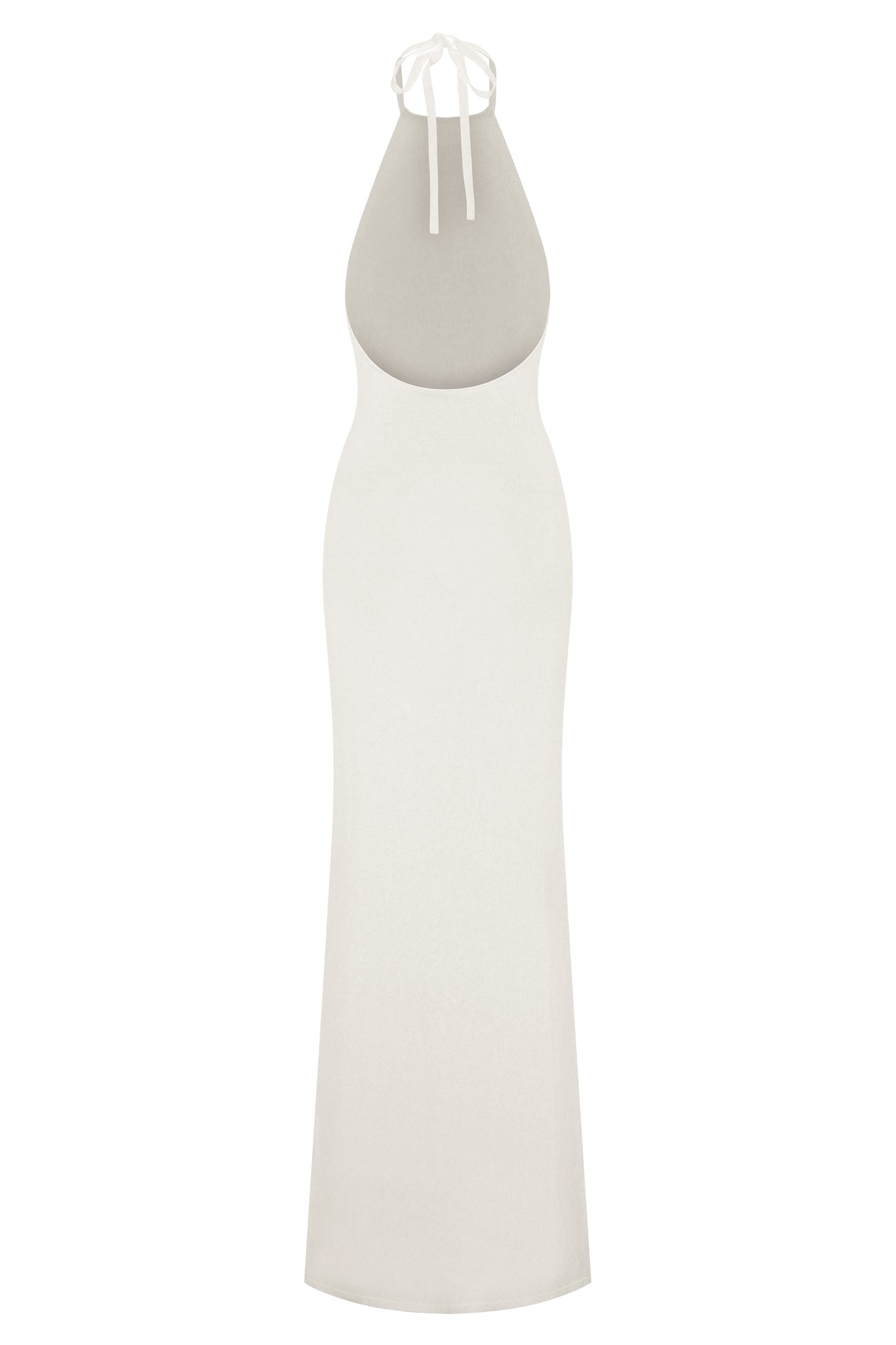 White Knit Halter Maxi Dress