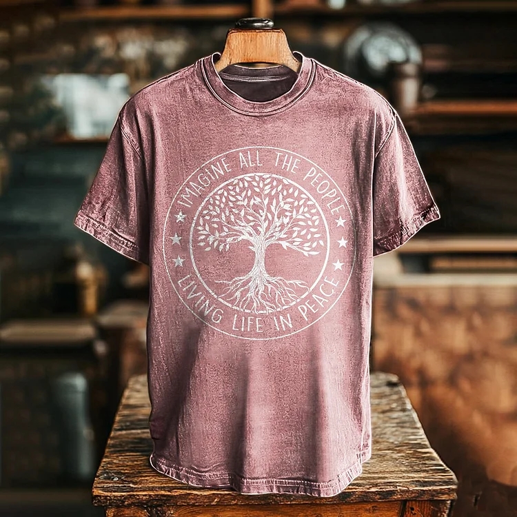 Imagine Peaceful Living For All Graphic Art Print T-shirt