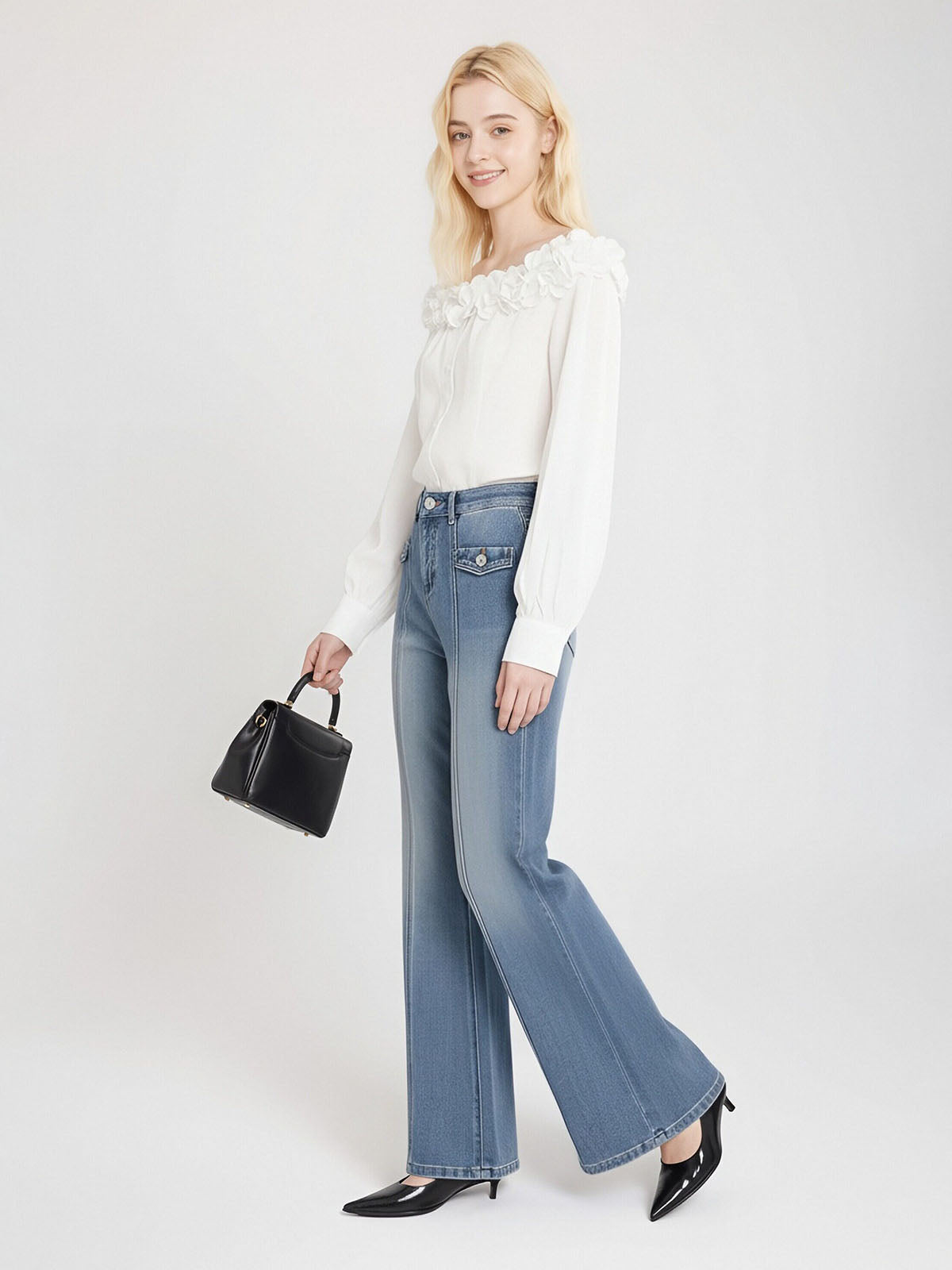 ASOBIO Off-Shoulder Petal Shirt