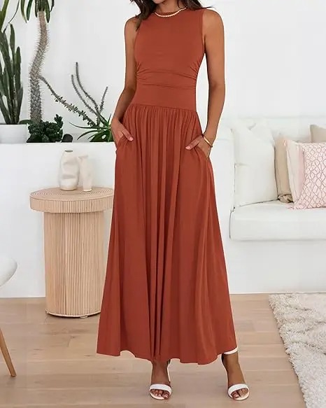 Women's Ruched Maxi Sundress