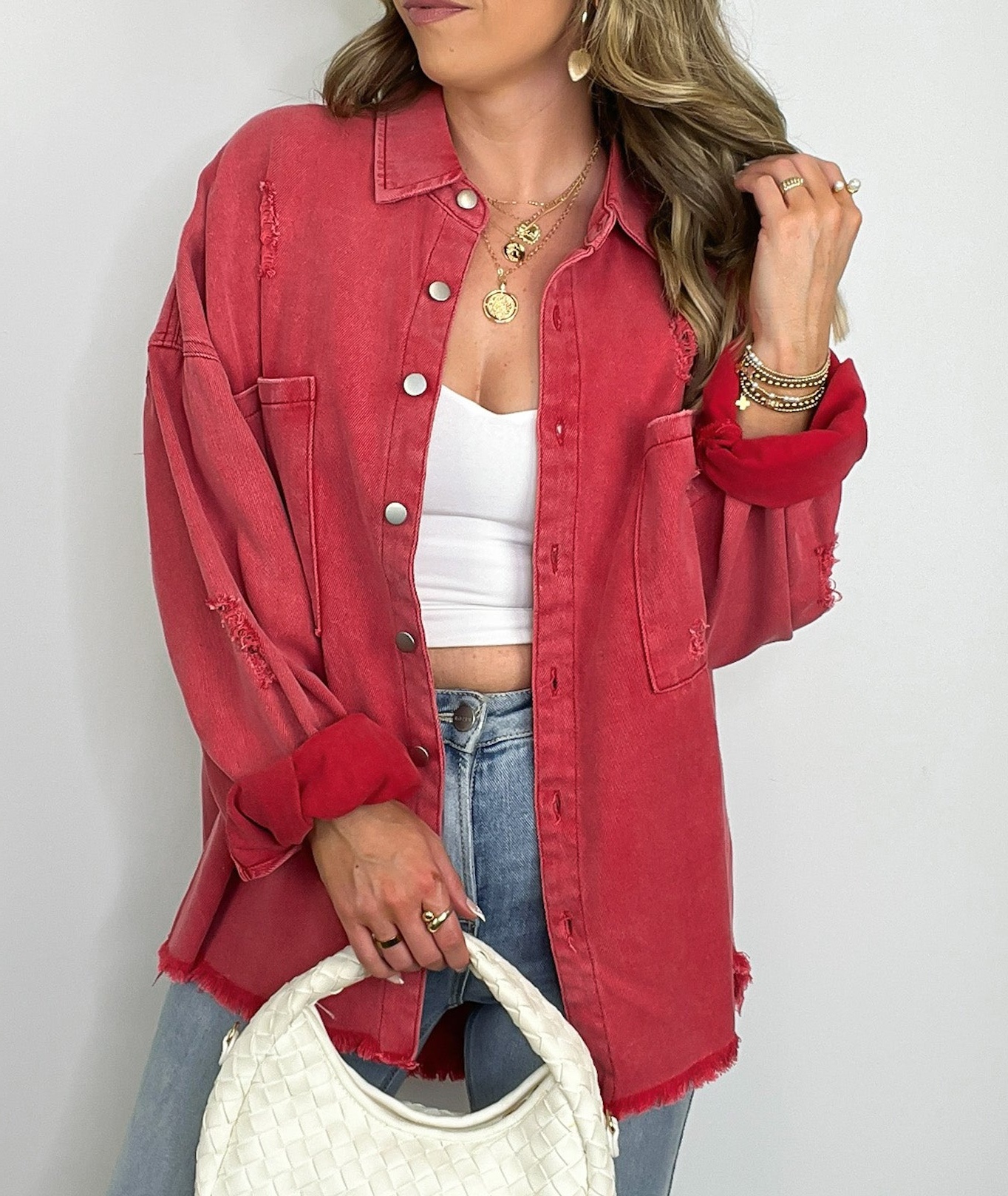 Oversized Distressed Denim Jacket