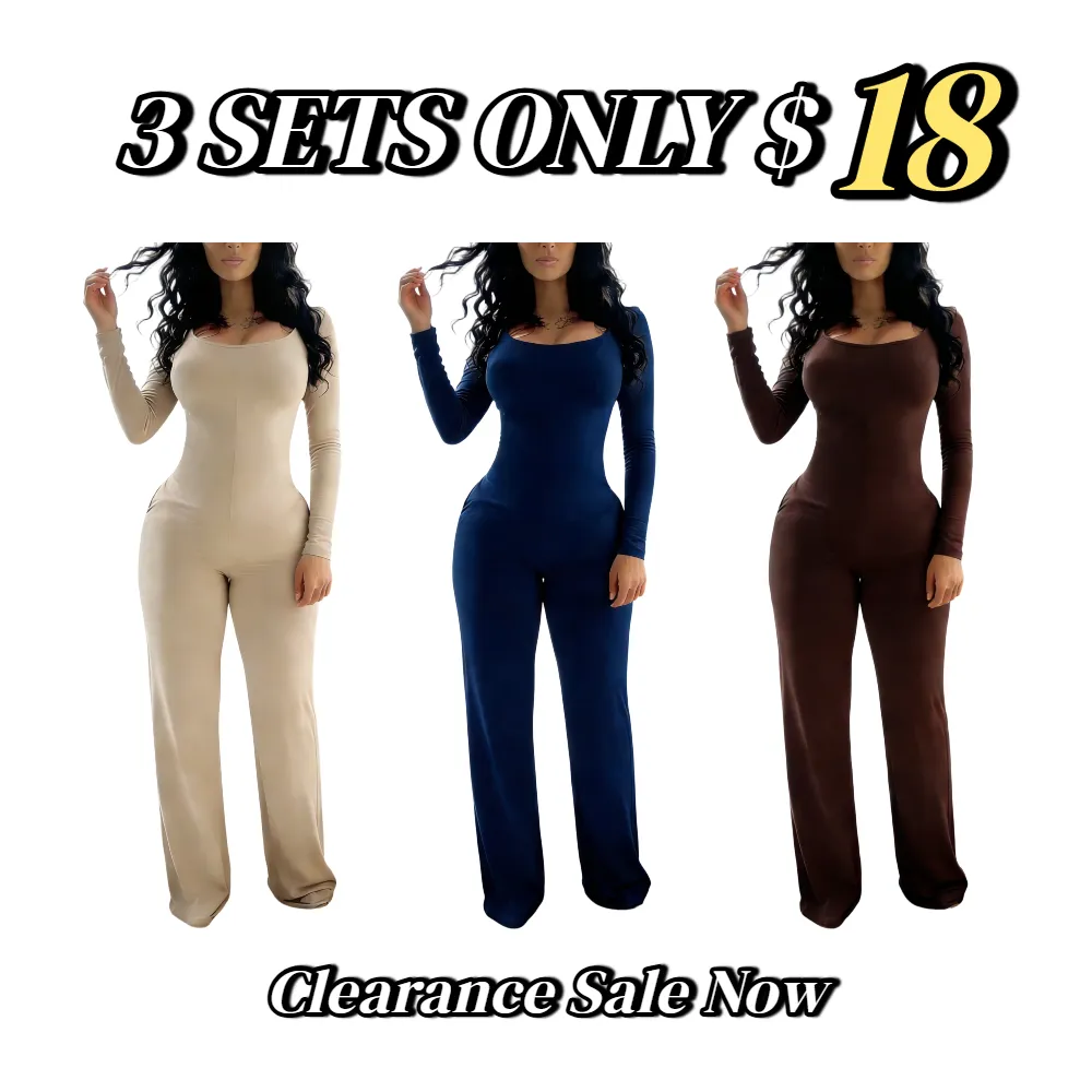 Women's Sexy Plain Long Sleeve Jumpsuit