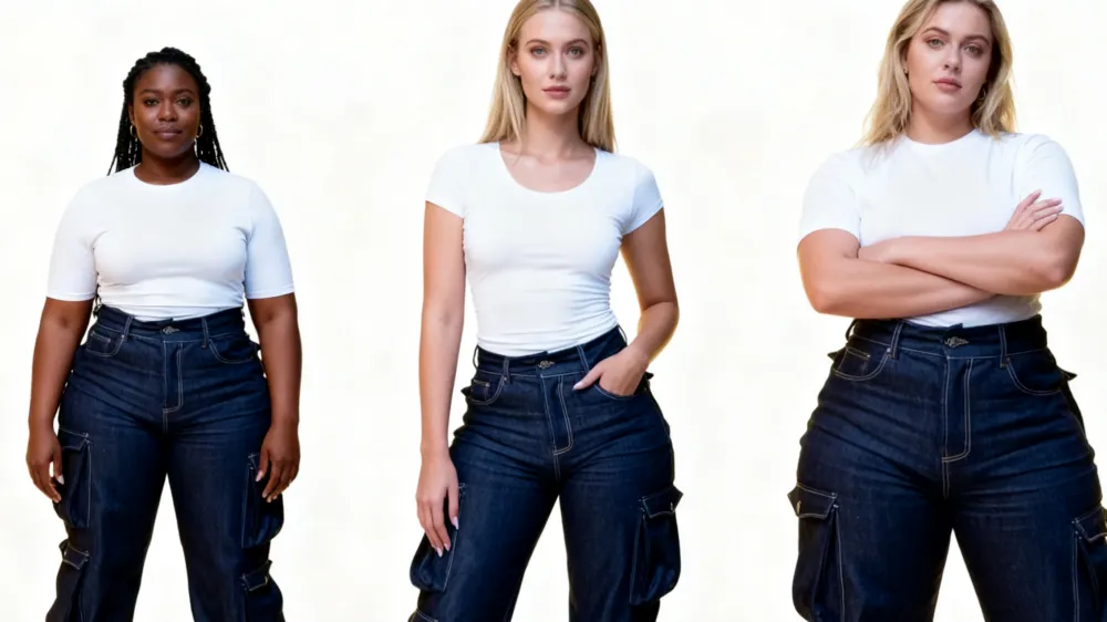 Women's Y2K High-Waist Cargo Denim Flap Pocket Pants