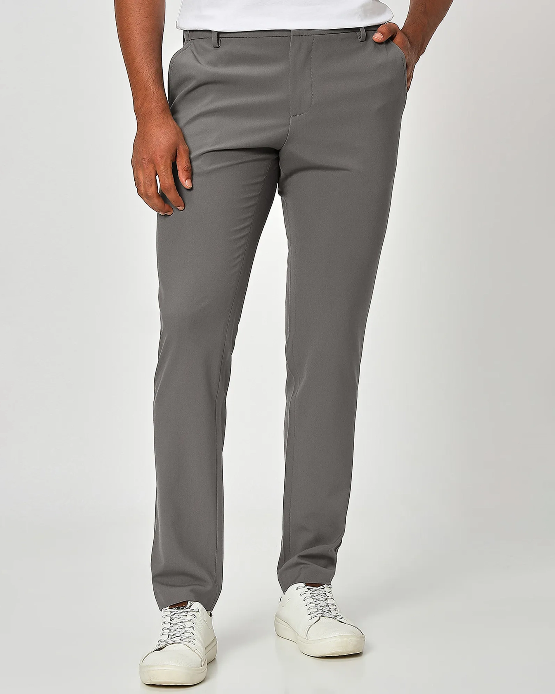 Classic Versatile Slim-Fit Straight-Leg Beige Trousers