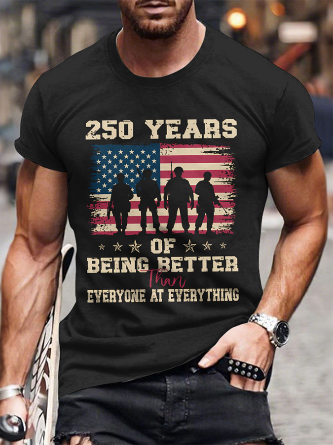 Men'S Casual American Founding Celebration Personalized Printed Round Neck T-Shirt